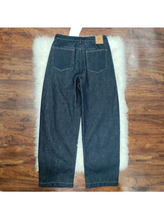 IF Men's Indigo Blue Balloon Fit Wide Leg Workwear Denim Jeans Size 28 - Picture 4 of 7